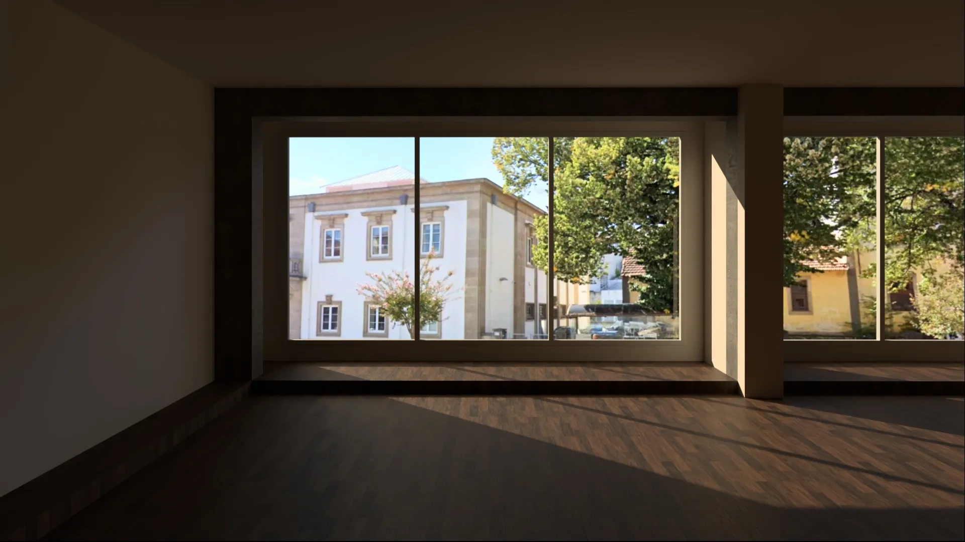 A render of the living room from the front